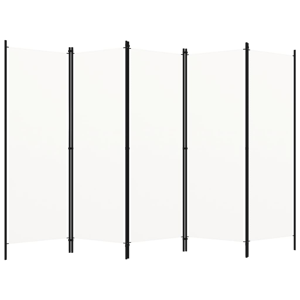 vidaXL 5-Panel Room Divider White 250x180 cm