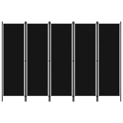 vidaXL 5-Panel Room Divider Black 250x180 cm