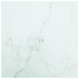 vidaXL Table Top White 30x30 cm 6 mm Tempered Glass with Marble Design