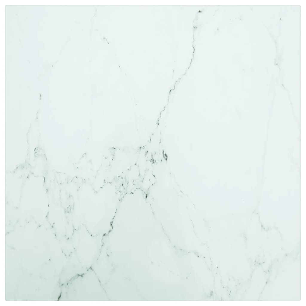 vidaXL Table Top White 40x40 cm 6 mm Tempered Glass with Marble Design