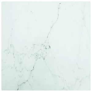 vidaXL Table Top White 40x40 cm 6 mm Tempered Glass with Marble Design