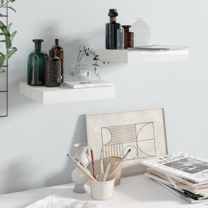 vidaXL Floating Wall Shelves 2 pcs High Gloss White 23x23.5x3.8 cm MDF