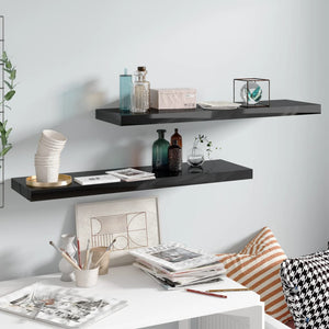 vidaXL Floating Wall Shelves 2 pcs High Gloss Black 90x23.5x3.8 cm MDF