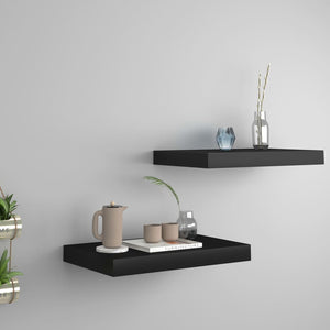 vidaXL Floating Wall Shelves 2 pcs Black 40x23x3.8 cm MDF