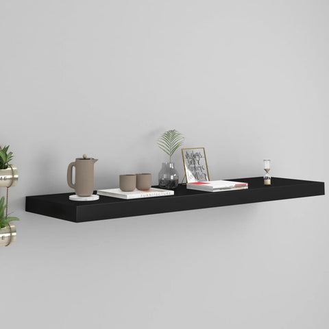 vidaXL Floating Wall Shelf Black 90x23.5x3.8 cm MDF