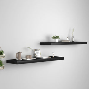 vidaXL Floating Wall Shelves 2 pcs Black 90x23.5x3.8 cm MDF