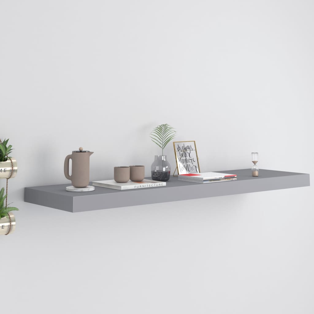 vidaXL Floating Wall Shelf Grey 90x23.5x3.8 cm MDF