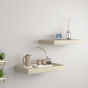 vidaXL Floating Wall Shelves 2 pcs Oak 40x23x3.8 cm MDF