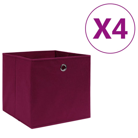 vidaXL Storage Boxes 4 pcs Non-woven Fabric 28x28x28 cm Dark Red