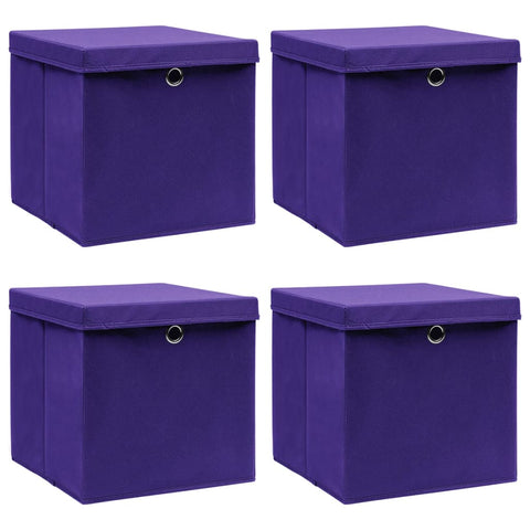 vidaXL Storage Boxes with Covers 4 pcs 28x28x28 cm Purple