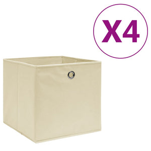 vidaXL Storage Boxes 4 pcs Non-woven Fabric 28x28x28 cm Cream