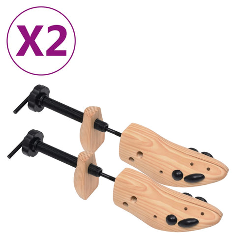 vidaXL Shoe Trees 2 Pairs Size 36-40 Solid Pine Wood