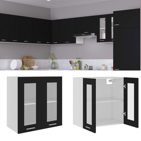 vidaXL Hanging Glass Cabinet Black  60x31x60 cm Engineered Wood