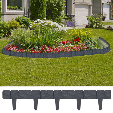 vidaXL Lawn Fence Stone Look 41 pcs Plastic 10 m