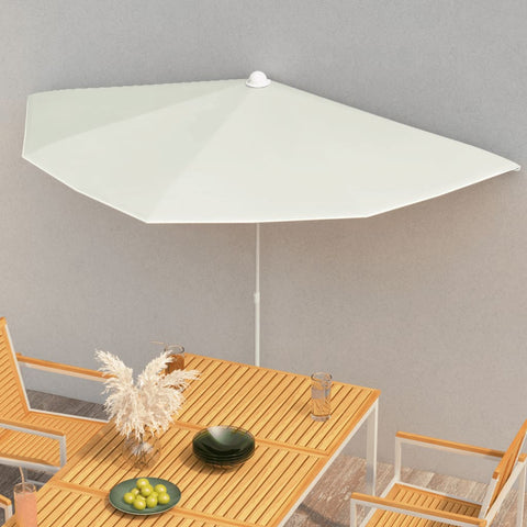 vidaXL Garden Half Parasol with Pole 180x90 cm Sand