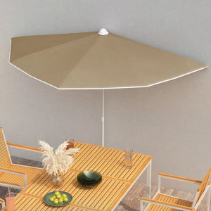 vidaXL Garden Half Parasol with Pole 180x90 cm Taupe