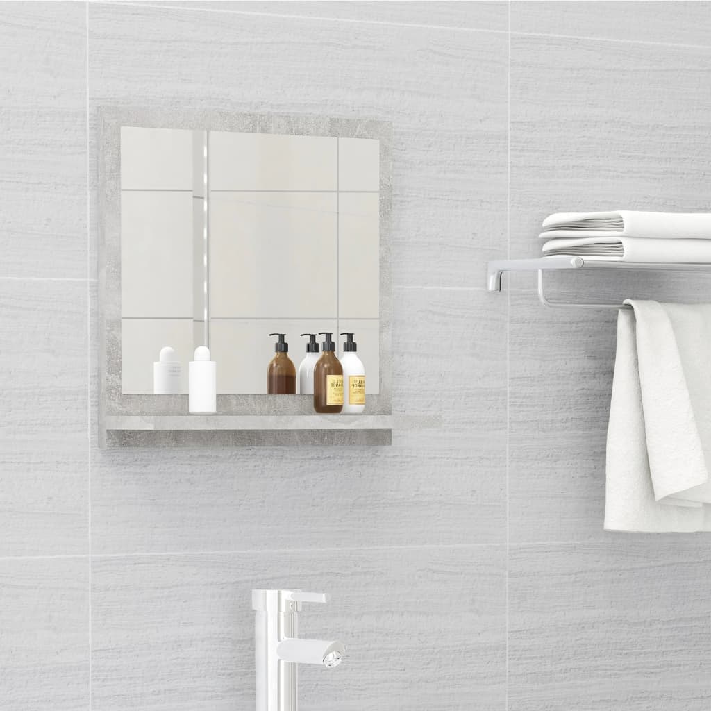 vidaXL Bathroom Mirror Concrete Grey 40x10.5x37 cm Engineered Wood