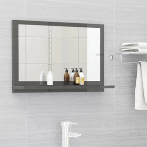 vidaXL Bathroom Mirror High Gloss Grey 60x10.5x37 cm Engineered Wood