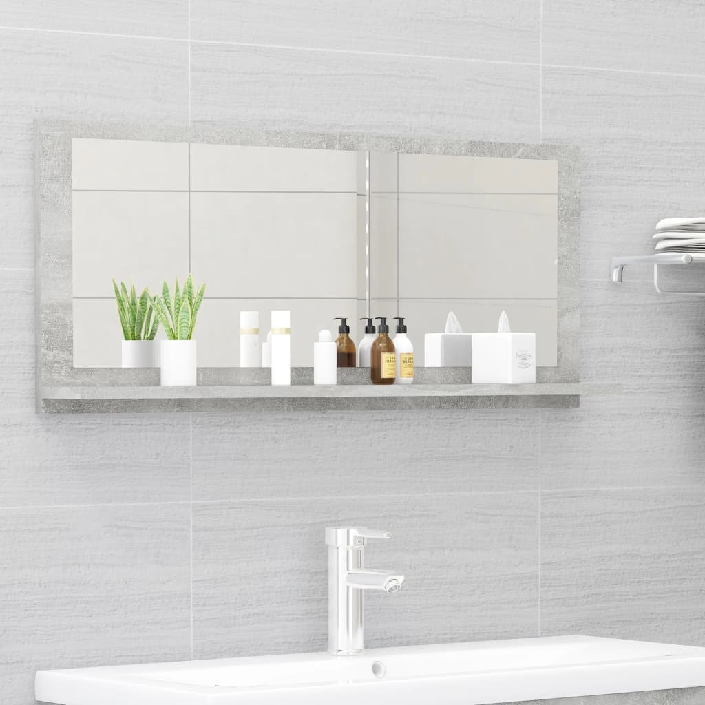 vidaXL Bathroom Mirror Concrete Grey 90x10.5x37 cm Engineered Wood