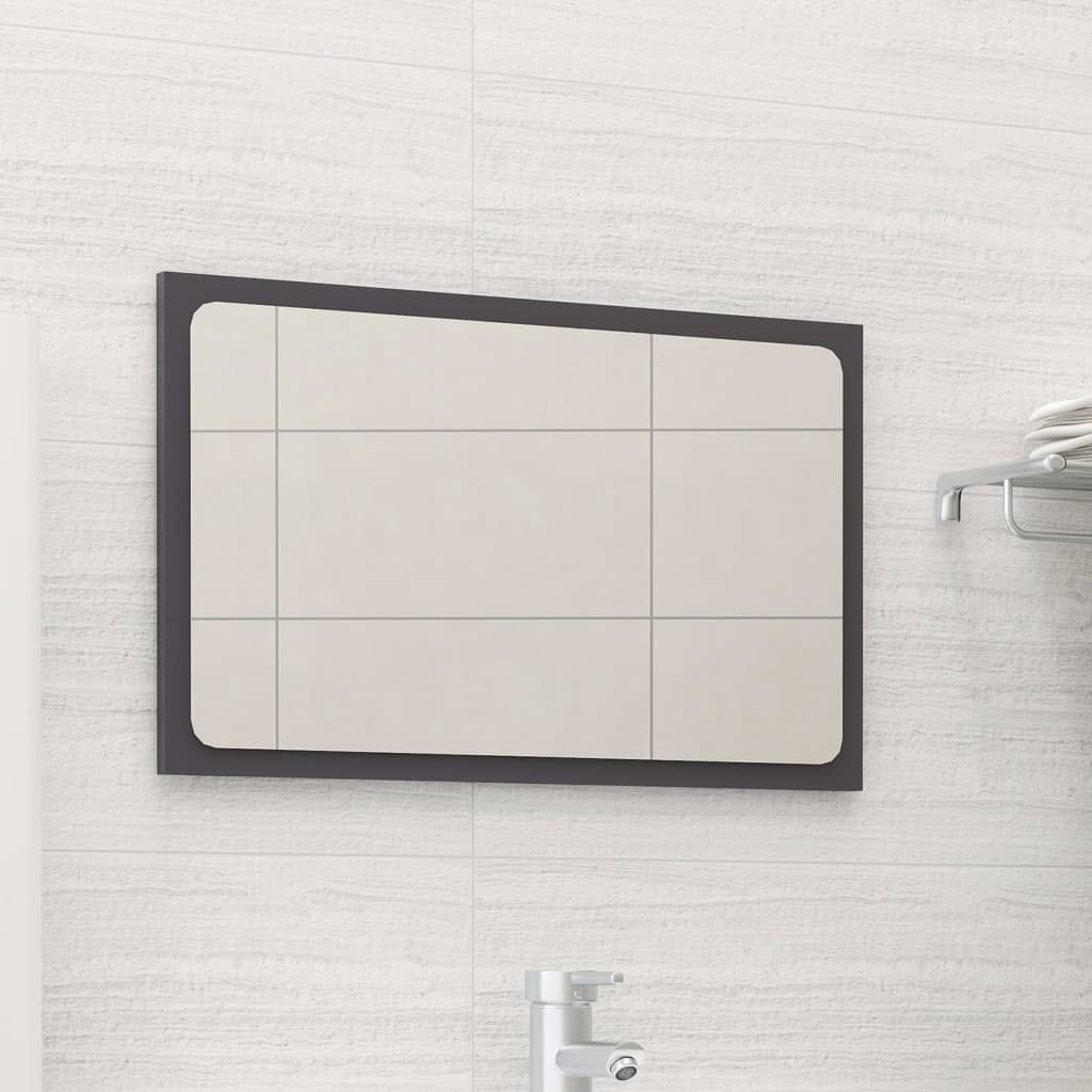 vidaXL Bathroom Mirror High Gloss Grey 60x1.5x37 cm Engineered Wood