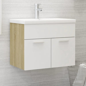 vidaXL Sink Cabinet White and Sonoma Oak 60x38.5x46 cm Engineered Wood