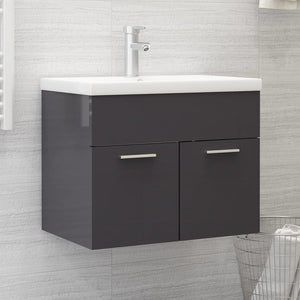 vidaXL Sink Cabinet High Gloss Grey 60x38.5x46 cm Engineered Wood