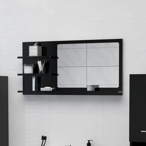 vidaXL Bathroom Mirror Black 90x10.5x45 cm Engineered Wood