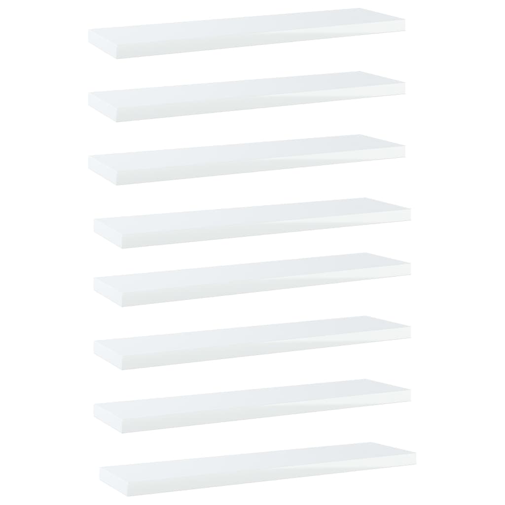 vidaXL Bookshelf Boards 8 pcs High Gloss White 40x10x1.5 cm Engineered Wood