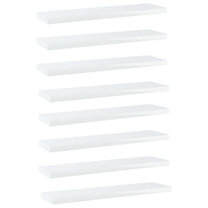 vidaXL Bookshelf Boards 8 pcs High Gloss White 40x10x1.5 cm Engineered Wood