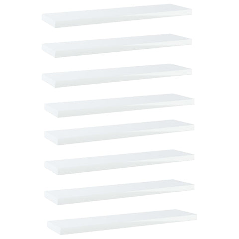 vidaXL Bookshelf Boards 8 pcs High Gloss White 40x10x1.5 cm Engineered Wood