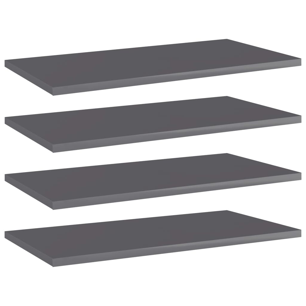 vidaXL Bookshelf Boards 4 pcs High Gloss Grey 60x30x1.5 cm Engineered Wood