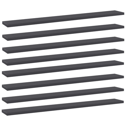 vidaXL Bookshelf Boards 8 pcs Grey 80x10x1.5 cm Engineered Wood