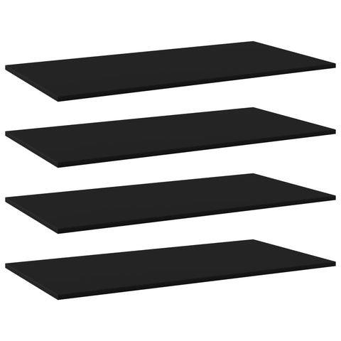 vidaXL Bookshelf Boards 4 pcs Black 80x20x1.5 cm Engineered Wood