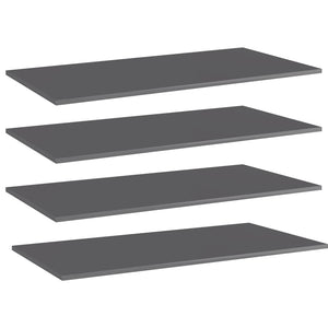 vidaXL Bookshelf Boards 4 pcs High Gloss Grey 80x20x1.5 cm Engineered Wood