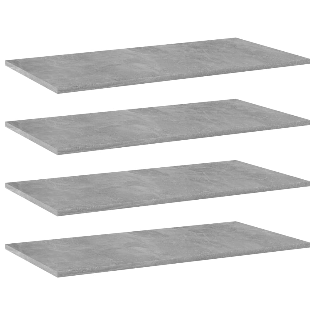 vidaXL Bookshelf Boards 4 pcs Concrete Grey 80x40x1.5 cm Engineered Wood