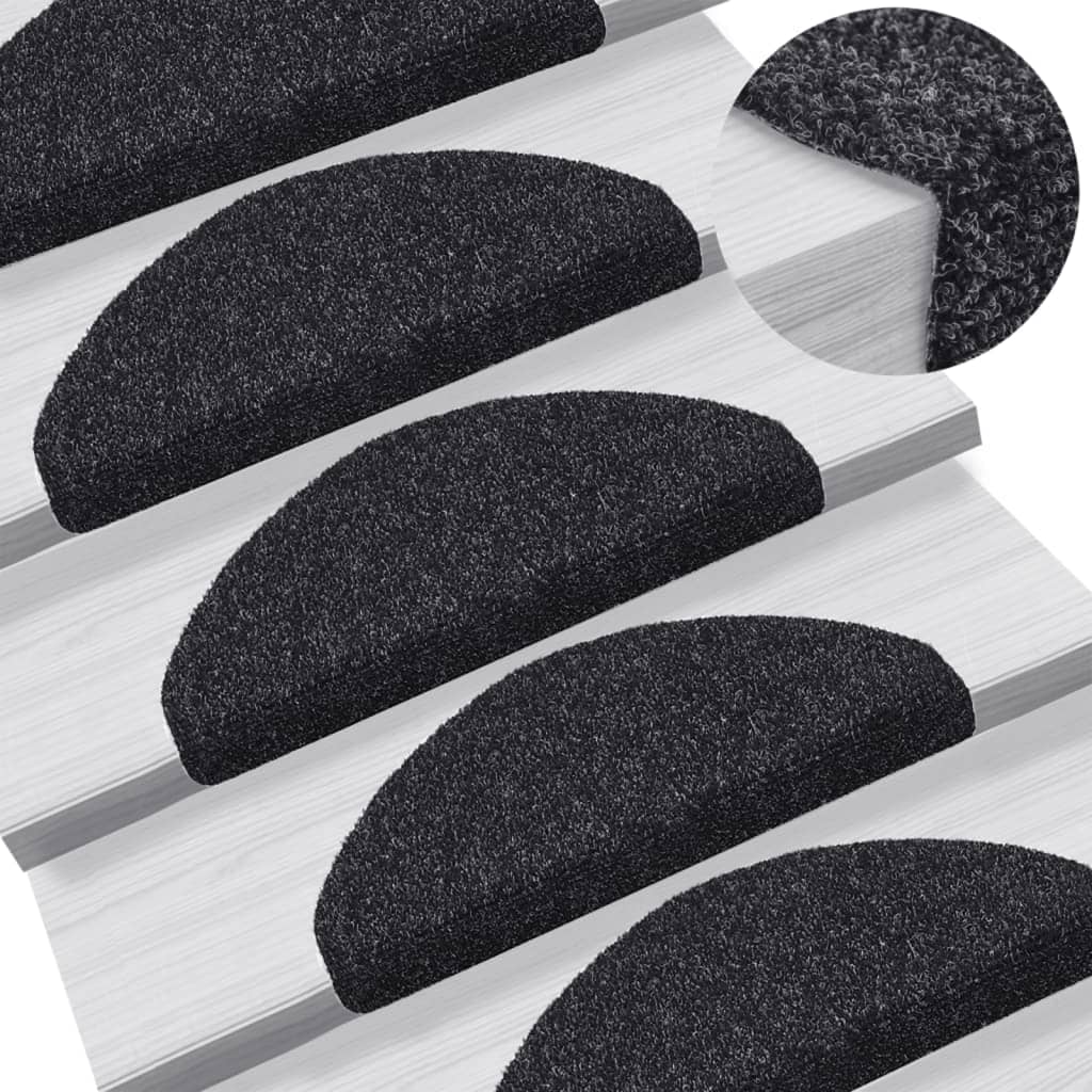 vidaXL Self-adhesive Stair Mats 10 pcs Black 65x21x4 cm Needle Punch