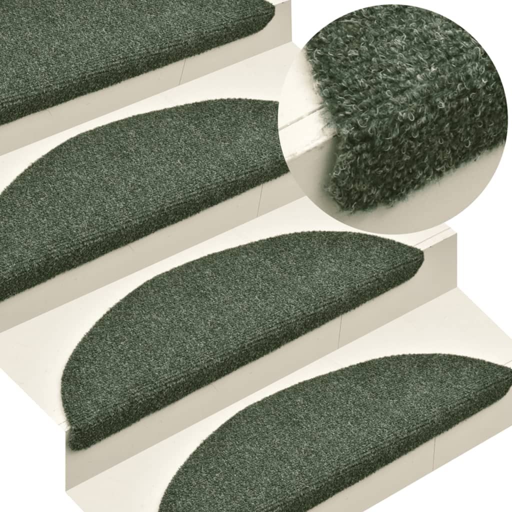 vidaXL Self-adhesive Stair Mats 5 pcs Green 65x21x4 cm Needle Punch