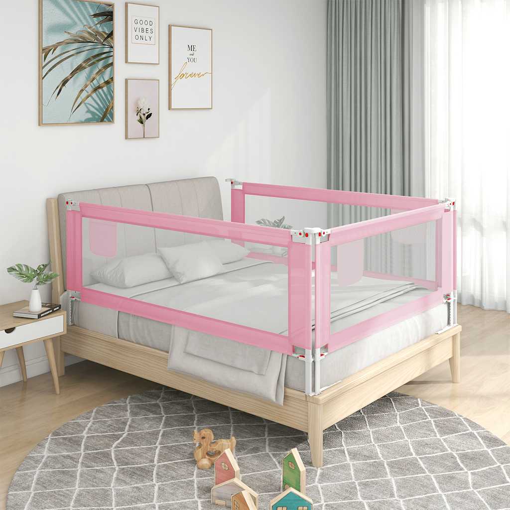 vidaXL Toddler Safety Bed Rail Pink 90x25 cm Fabric