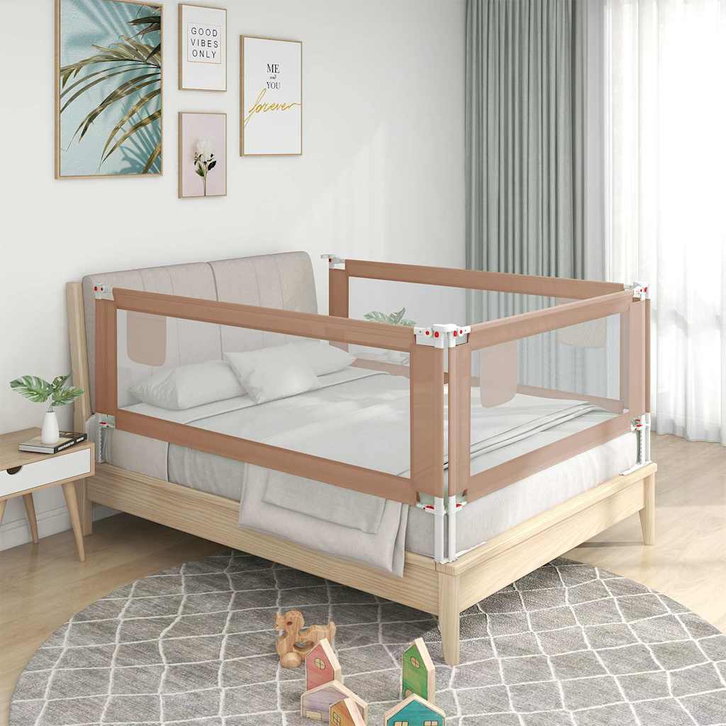 vidaXL Toddler Safety Bed Rail Taupe 150x25 cm Fabric