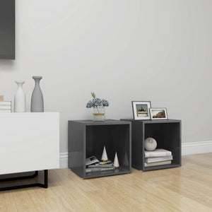 vidaXL TV Cabinets 2 pcs High Gloss Grey 37x35x37 cm Engineered Wood