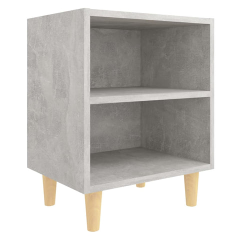 vidaXL Bed Cabinet with Solid Wood Legs Concrete Grey 40x30x50 cm