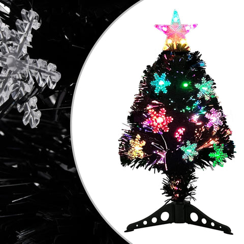 vidaXL Christmas Tree with LED Snowflakes Black 64 cm Fibre Optic