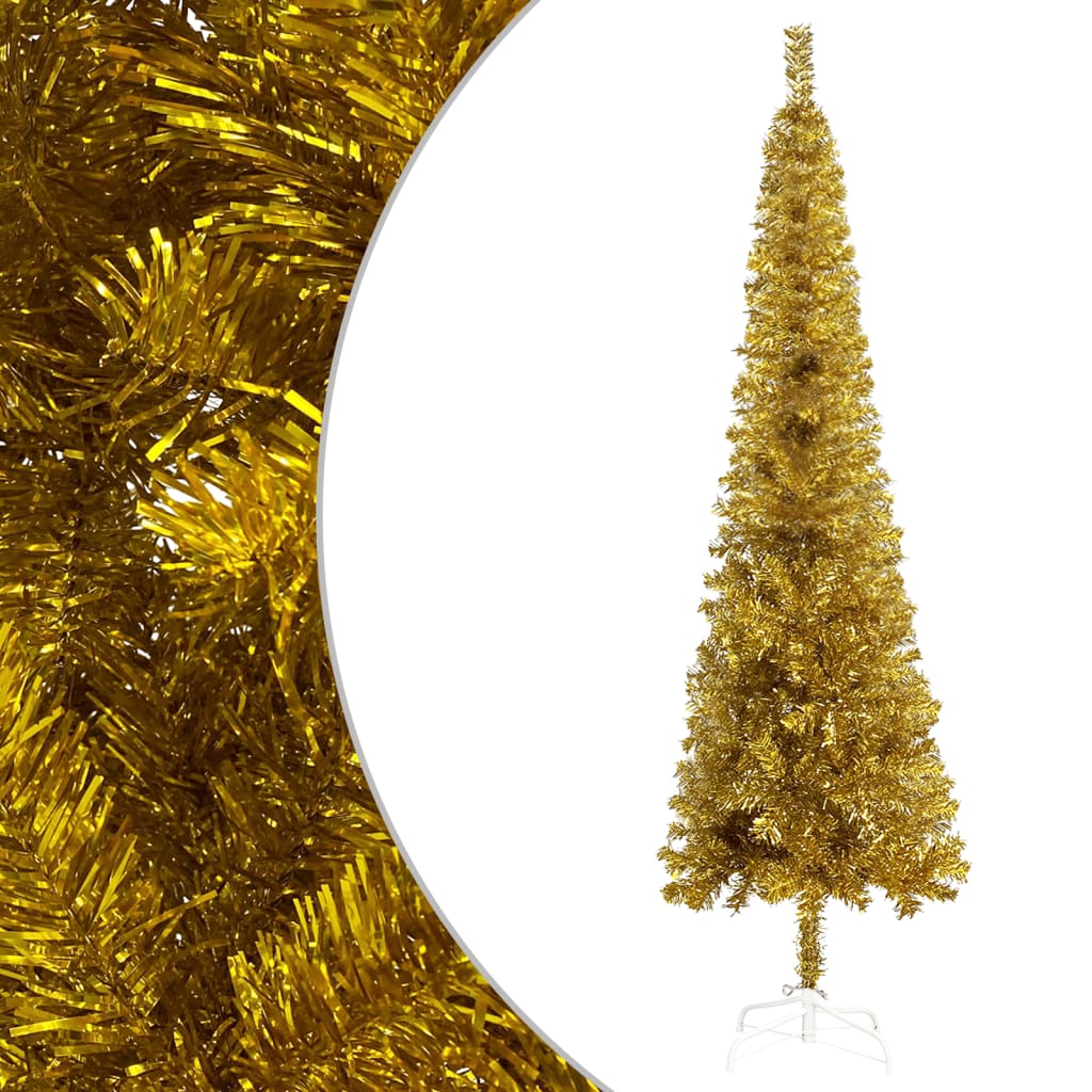 vidaXL Slim Christmas Tree Gold 120 cm