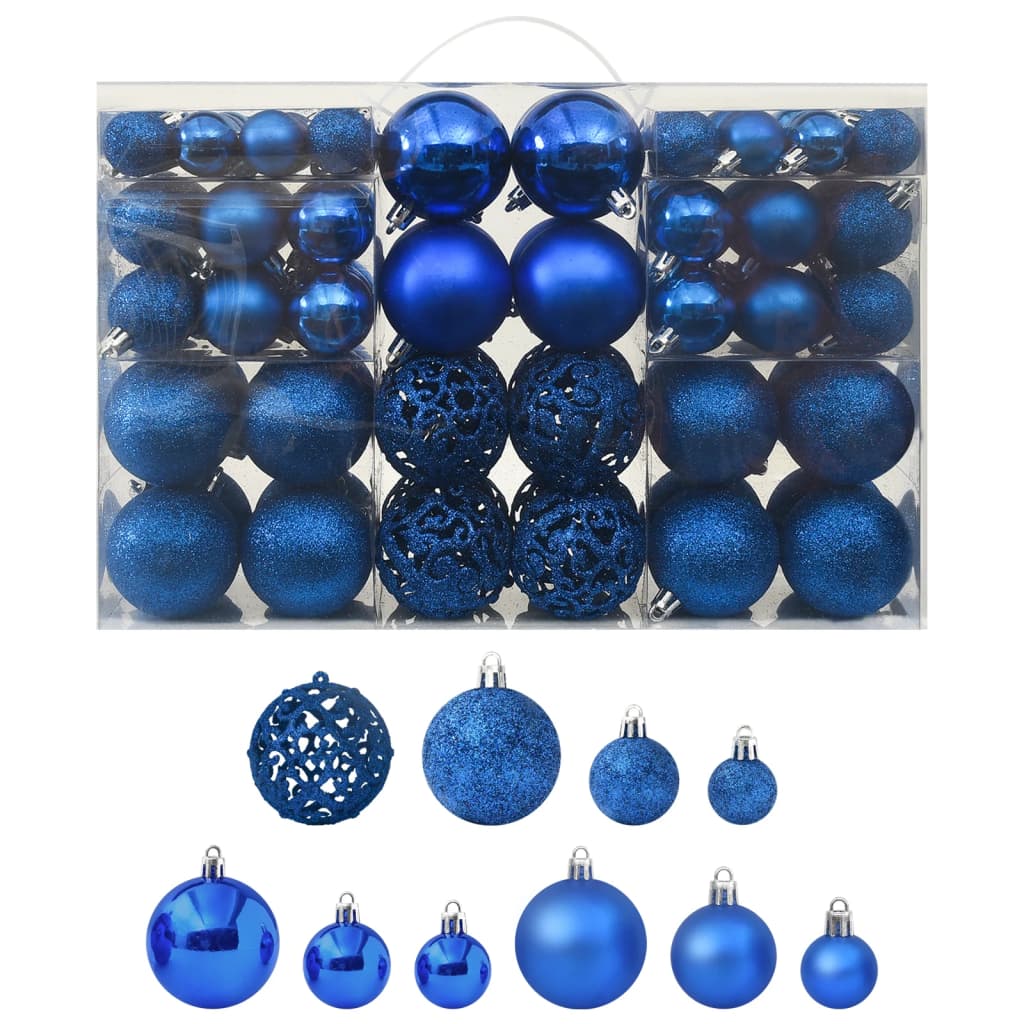 vidaXL 100 Piece Christmas Ball Set Blue