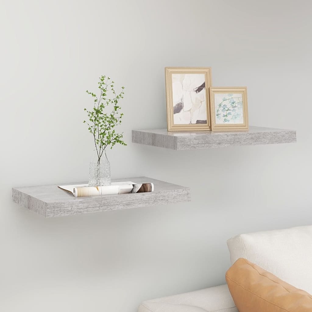 vidaXL Floating Wall Shelves 2 pcs Concrete Grey 40x23x3.8 cm MDF