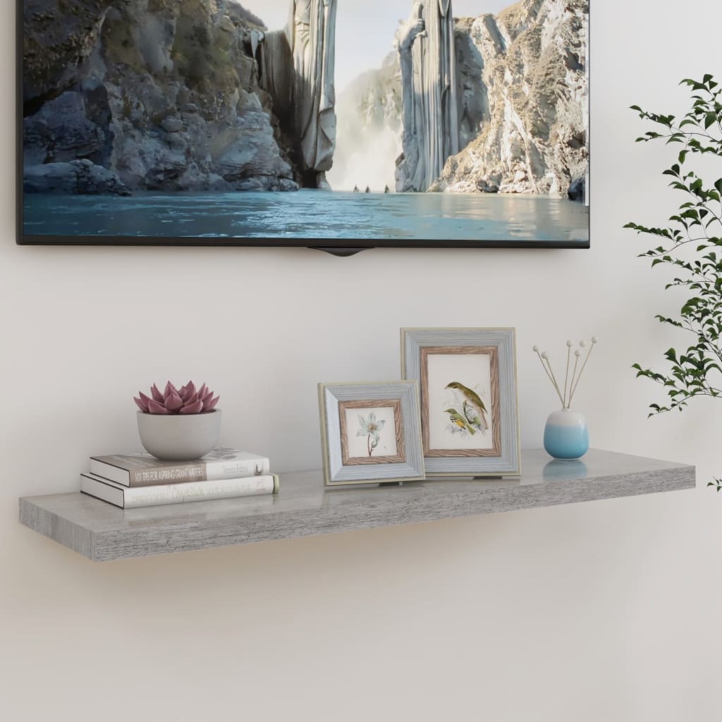 vidaXL Floating Wall Shelf Concrete Grey 90x23.5x3.8 cm MDF