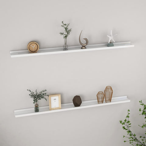 vidaXL Wall Shelves 2 pcs High Gloss White 115x9x3 cm