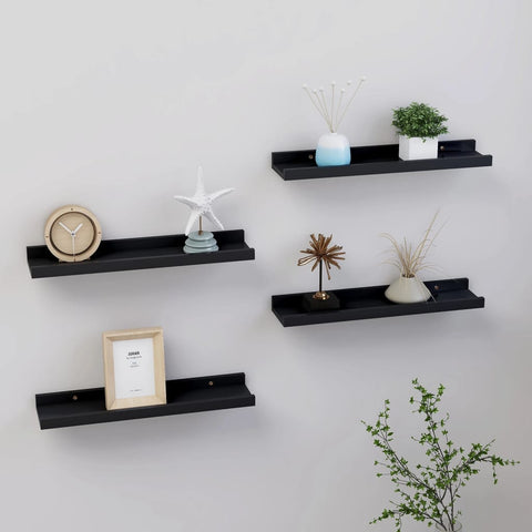 vidaXL Wall Shelves 4 pcs Black 40x9x3 cm