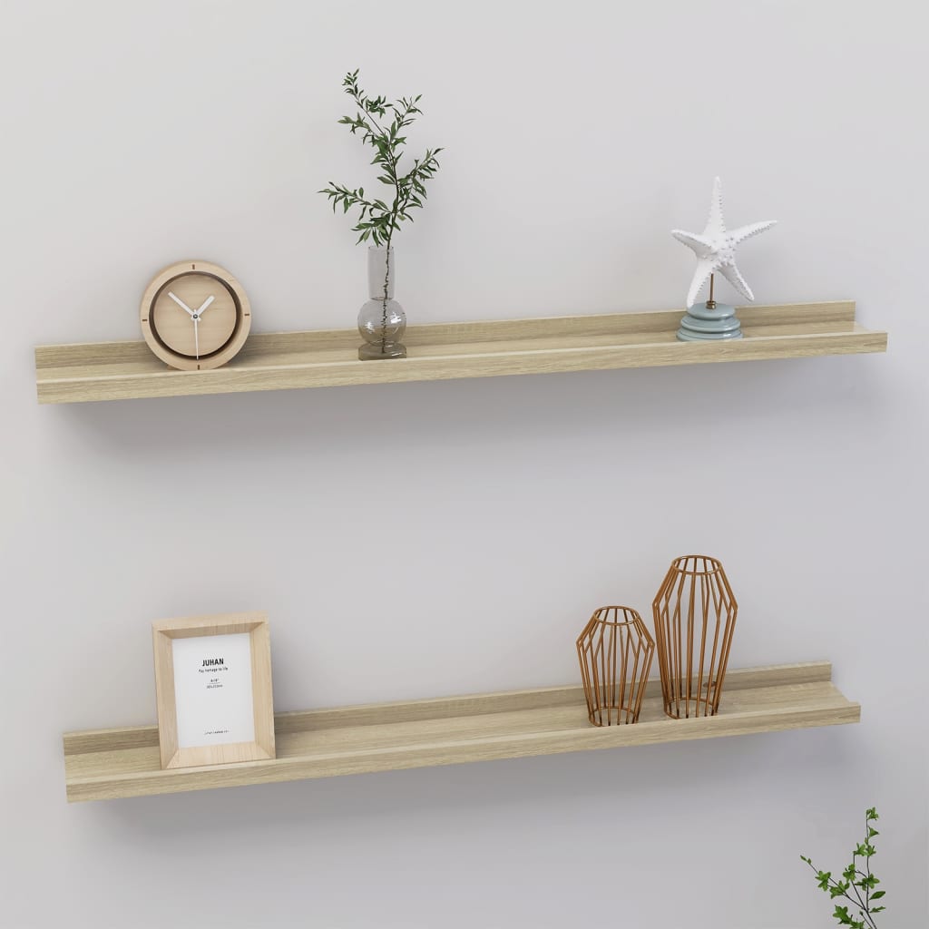 vidaXL Wall Shelves 2 pcs Sonoma Oak 80x9x3 cm