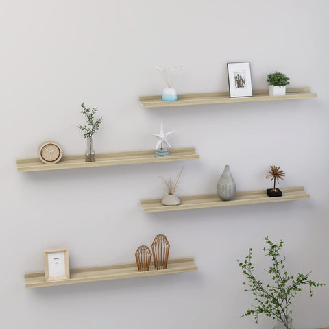 vidaXL Wall Shelves 4 pcs Sonoma Oak 80x9x3 cm